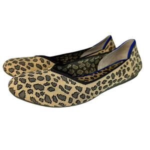 Rothy's The Flat Animal Print Leopard Round Toe Knit Slip On Brown Black 9.5